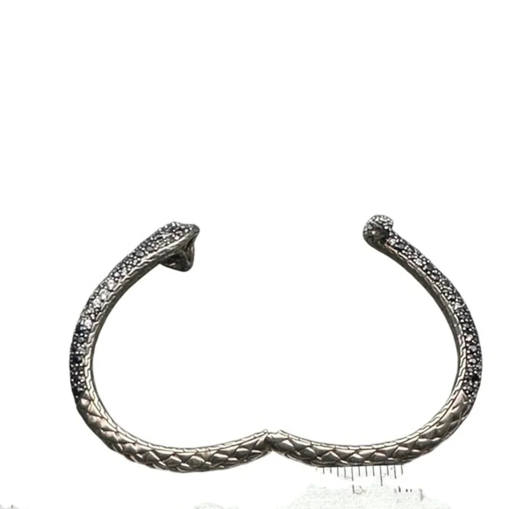 John Hardy Legends Cobra Snake Cuff Black 925 Sterling Silver Cuff Bracelet